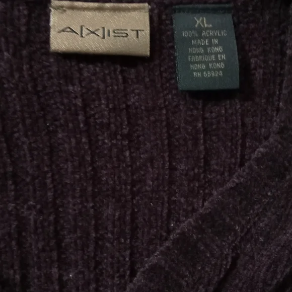 Axist Men's XL Dark Espresso Brown V-Neck Chenille Knit Sweater - Soft Texture - Picture 8 of 9